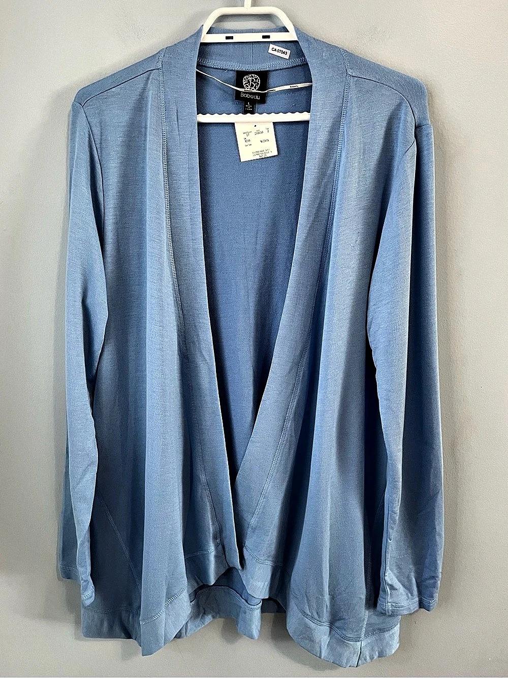 NWT Bobeau Sky Blue Open Front Soft Flowy Cardigan Size L